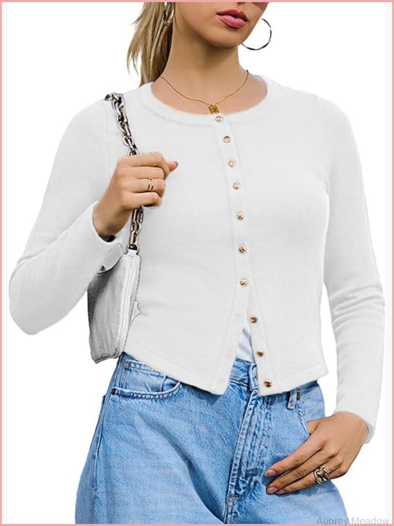 Lightweight Button Up Cardigan Sweater - Soft Knit Long Sleeve Jacket